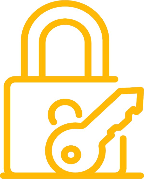 Lock and key yellow icon