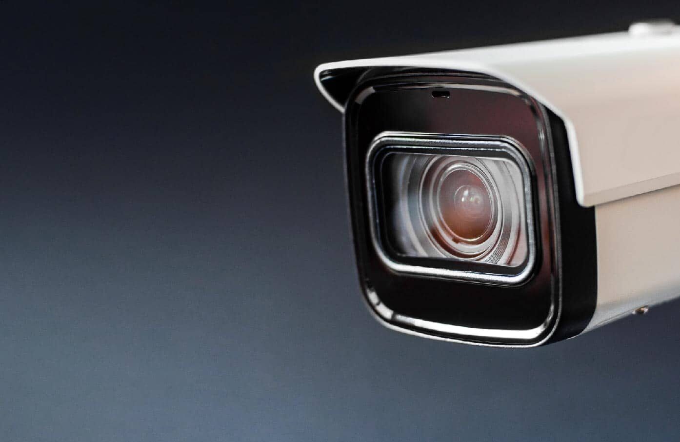 A close up view of a security camera.